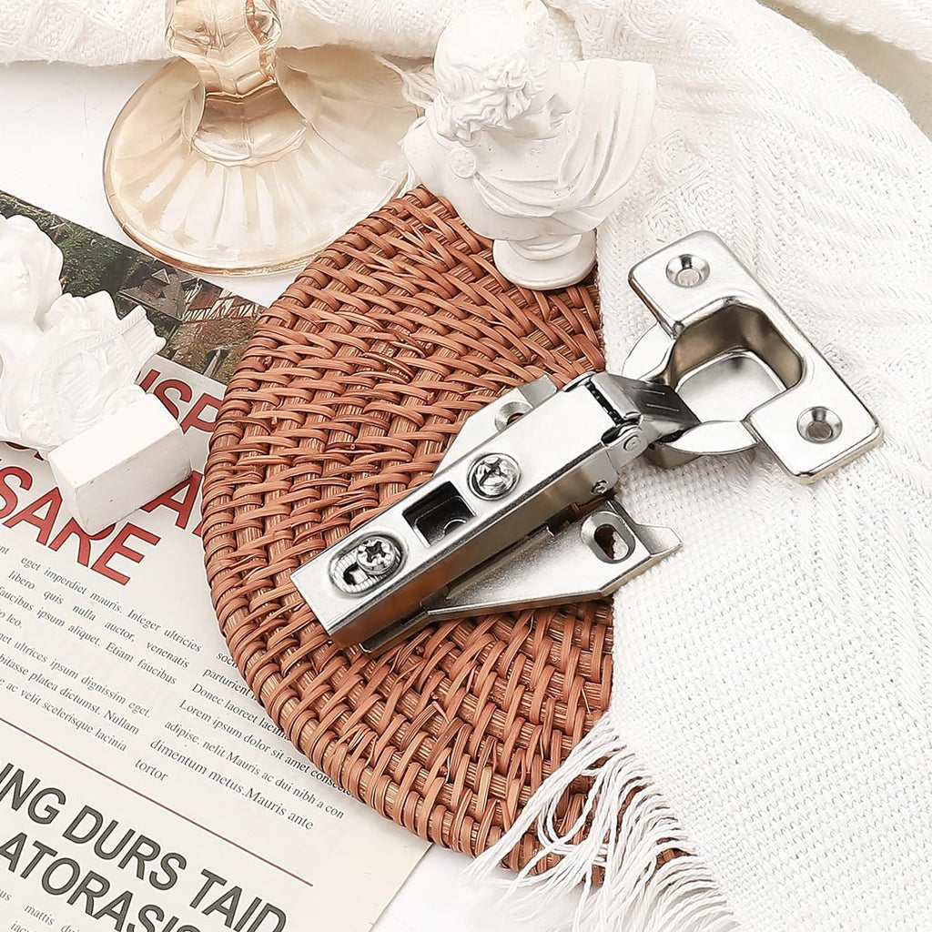 1 Pair（2 Pack） Kitchen Cabinet Hinges for Face Frame Cabinet, Concealed Cabinet Hinges Brushed Nickel with Mounting