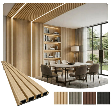 WPC Exterior Wall Slat Panels Waterproof Outdoor Composite Siding Cladding 94.5 in x 8.62 in 16.98 sq.ft Classic Oak