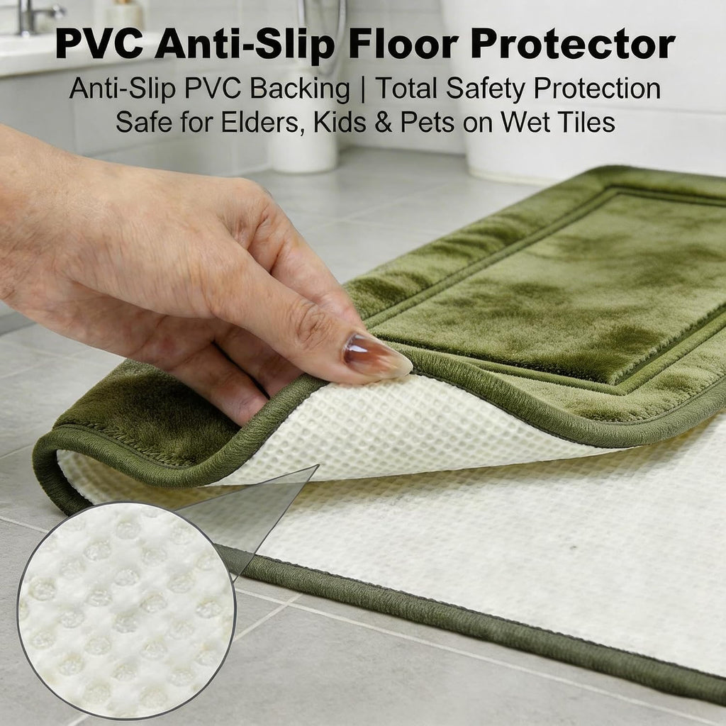 Bathroom Rugs Set Memory Foam Mats Non-Slip Bath Rug Set 3 Piece,Washable Bathroom Mats,Absorbent Shaggy Rug Super