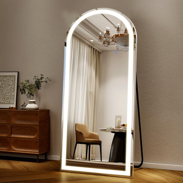 26"X68" LED Arched Full Length Mirror, Floor Mirror with Lights