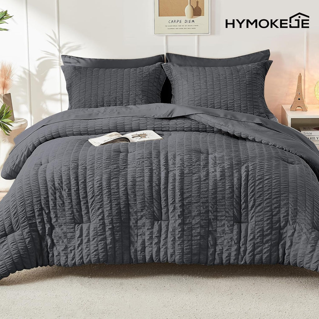 Comforter Set Seersucker 7 Pieces, All Season Luxury Bed in a Bag, Bedding Set with Comforters, Sheets