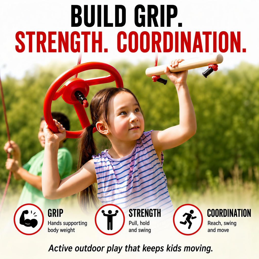 Warrior Obstacle Course Kids Outside - 50ft Backyard Slackline