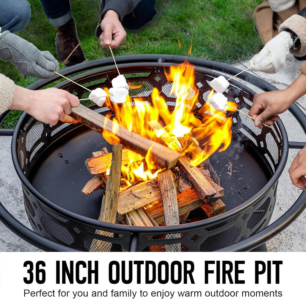 36 Inch Fire Pit - Wood Burning with Grill