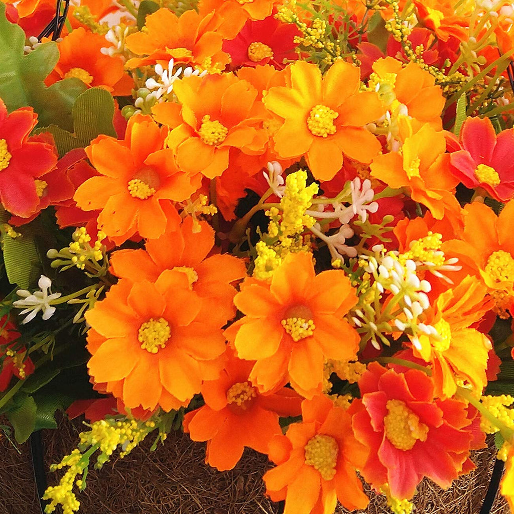 Hanging Basket Artificial Daisy Flower Decor Outdoors 10 inch