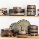 Ceramic Dinnerware Sets for 8, 24 Pieces Porcelain Lightweight Speckled Plates and Bowls Sets