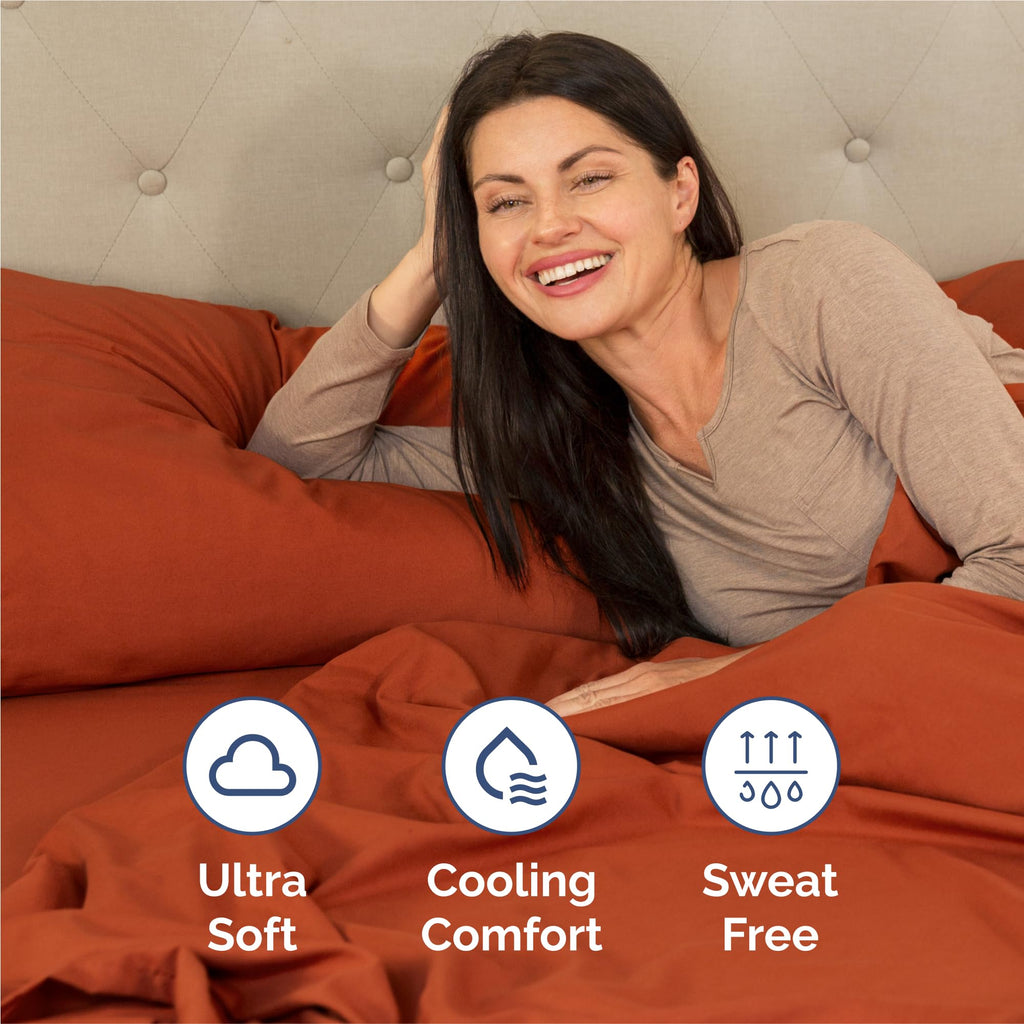 CGK King 6pc Bed Sheet Set - Breathable & Cooling - Terracotta