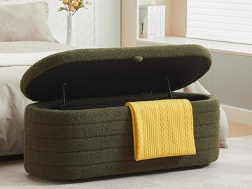 Storage Ottoman Bench End of Bed ,45 inch Boucle Upholstered Entryway Shoe Seat Bench w/ Storage,Sherpa Modern Cute