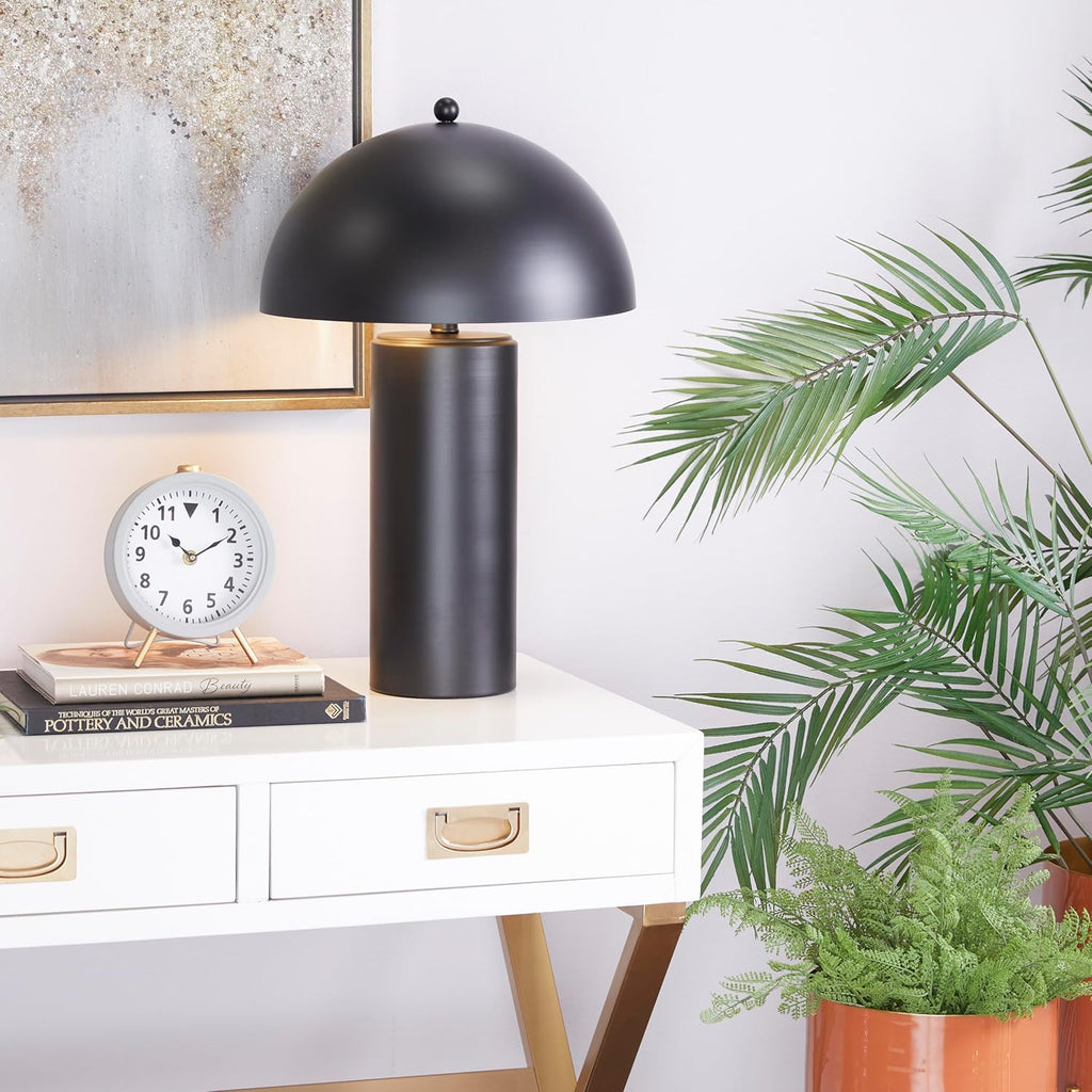 79 Metal Room Accent Lamp Table Lamp with Dome Shade, Lamp 14" x 14" x 22", Black