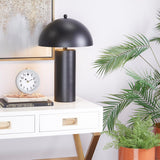 Deco 79 Metal Room Accent Lamp Table Lamp with Dome Shade, Lamp 14" x 14" x 22", Black