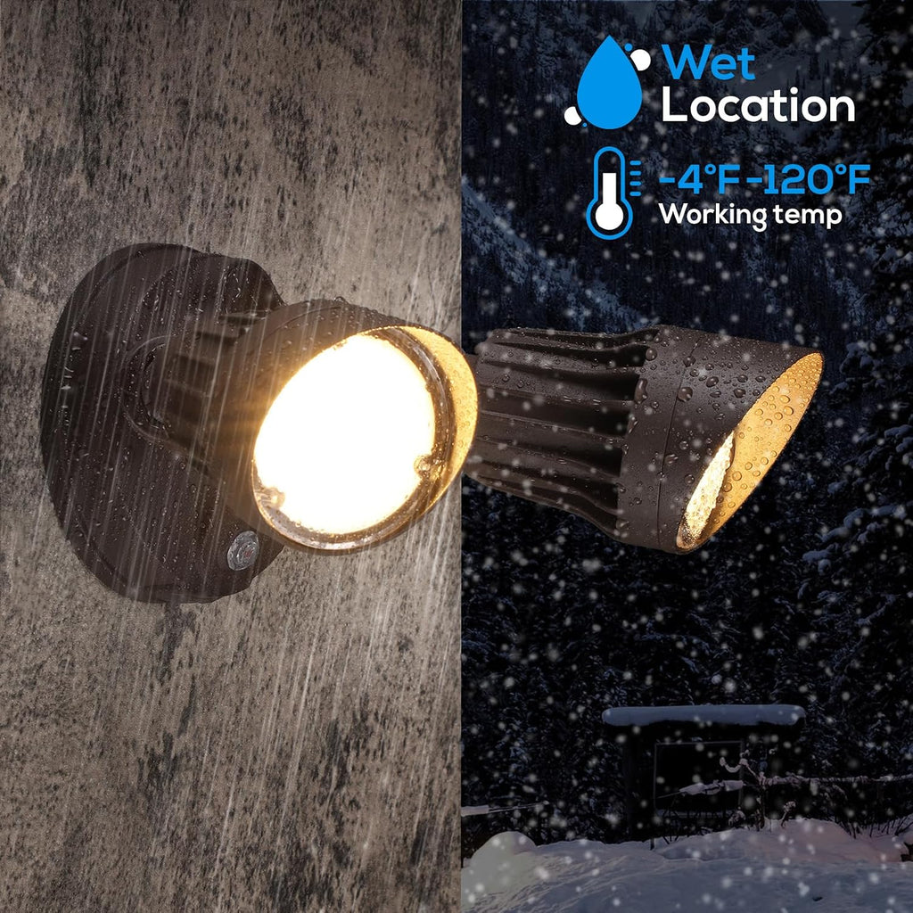3CCT Dusk to Dawn LED Security Lights with Photocell, Bronze | Adjustable Dual-Head Flood Light Outdoor