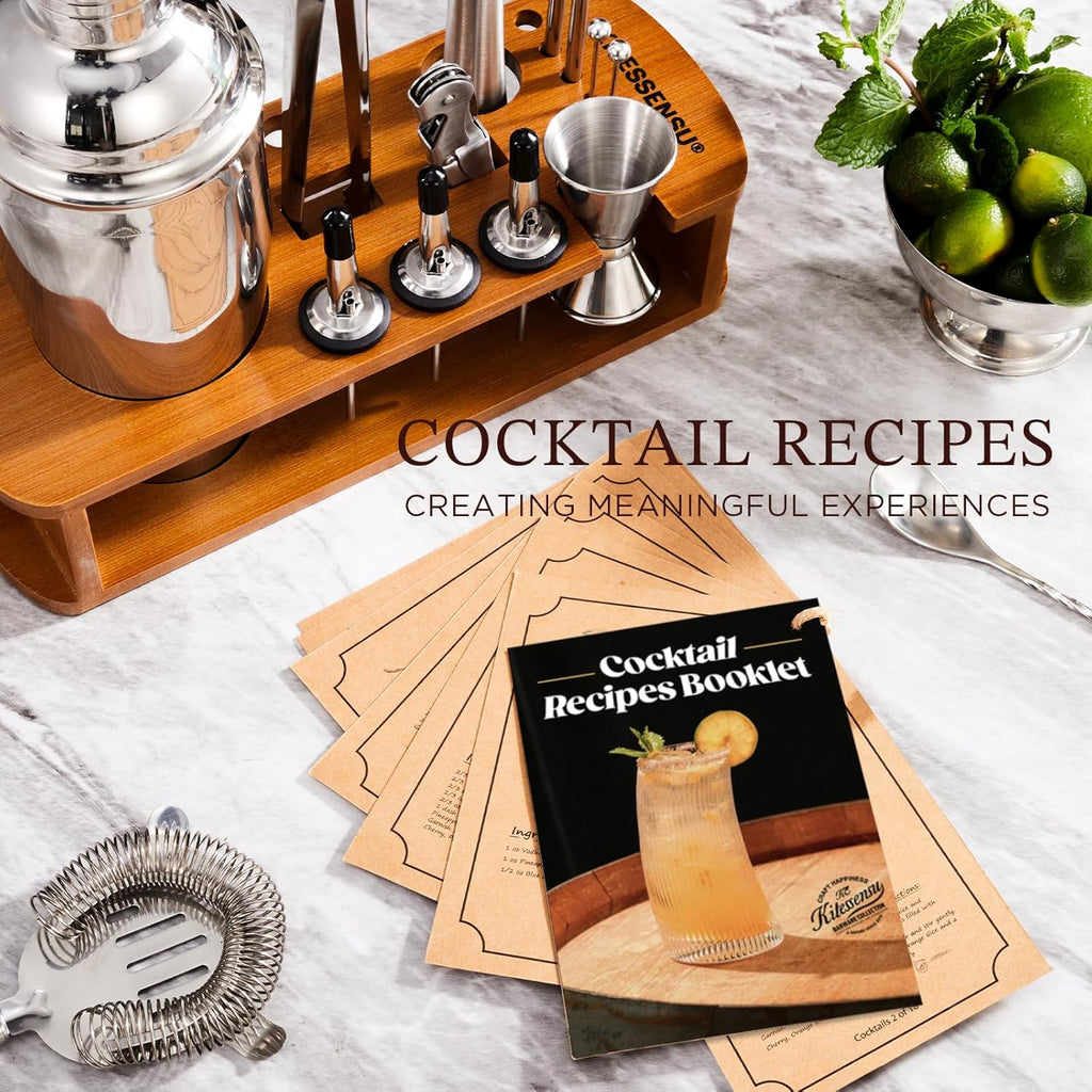 Cocktail Shaker Set Bartender Kit with Stand | Bar Set Drink Mixer Set with All Essential Accessory Tools: Martini
