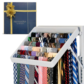 Wall Mounted Tie Rack and Scarf Organizer with 5 Belt Hooks