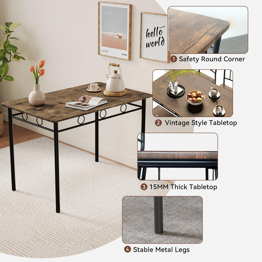 Kitchen Dining Table Set for 4, 5-Piece Kitchen Table Set, Dining Room Table Sets, Rectangular Kitchen Table Set with 4