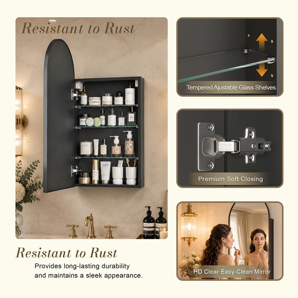 Mirrored Medicine Cabinets, Arched Mirror with Storage
