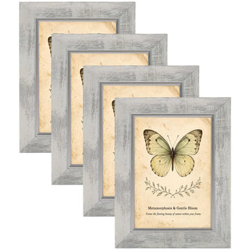 5x7 Picture Frames Set of 4, Rustic Retro Photo Frame(White)