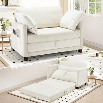 51" Convertible Sofa Bed, 2 in1 Folding Sofa Bed, Loveseat Sleeper Sofa for Small Spaces, Fold Out Floor Couch with 2