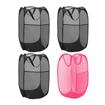 4PcsPopUpLaundryHamper, 3Black+1Pink