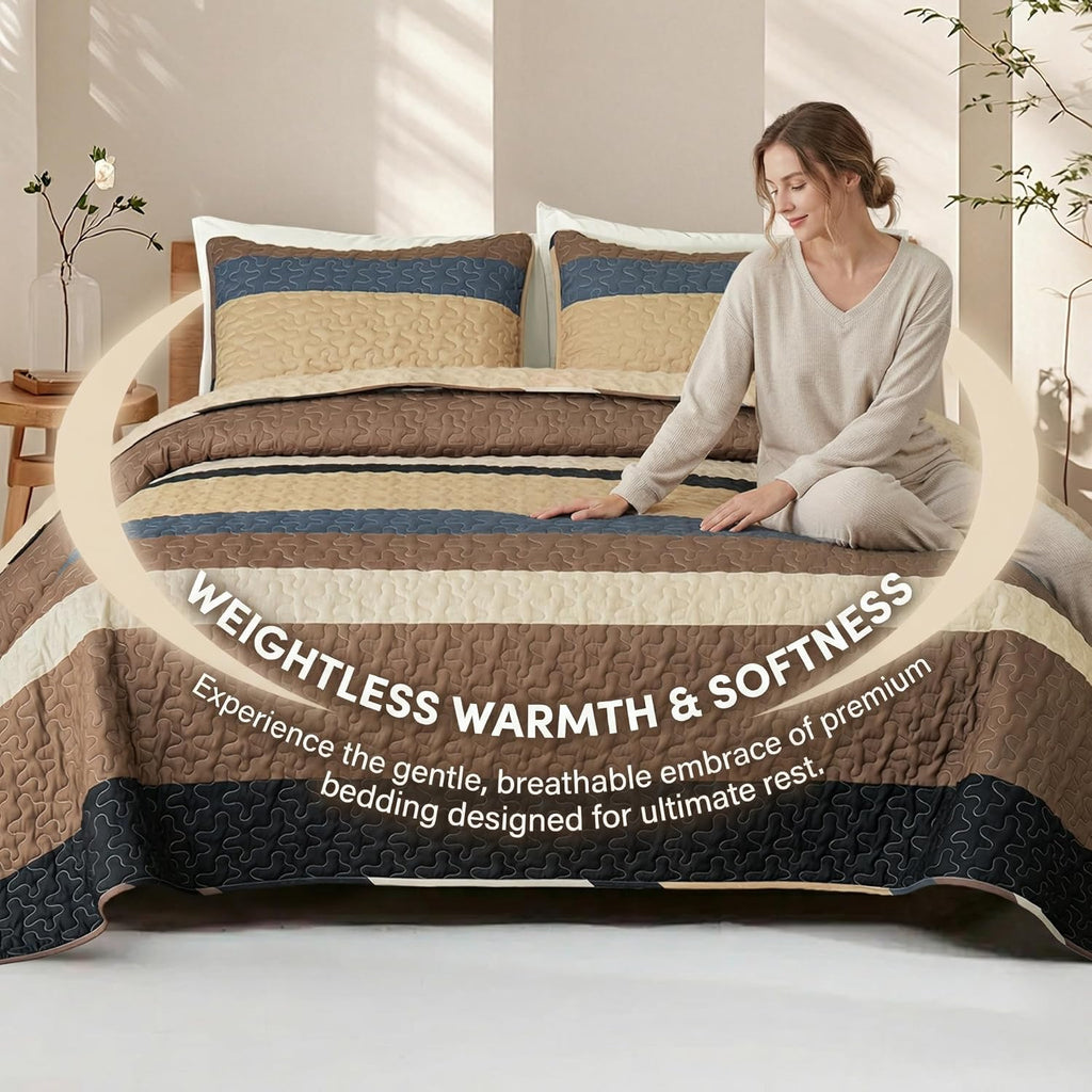 Reversible Camel Print Quilt King with 2 Pillow Shams