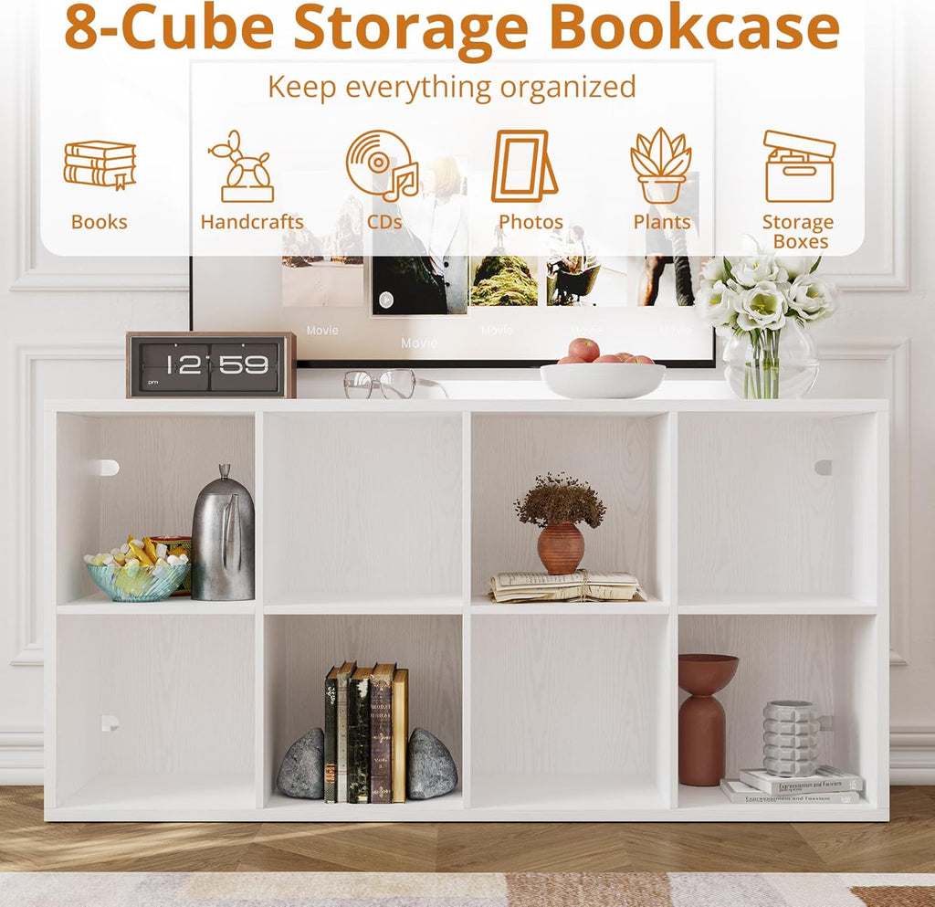 IROCNK Bookshelf, 8-Cube Storage Cube Shelf Organizer