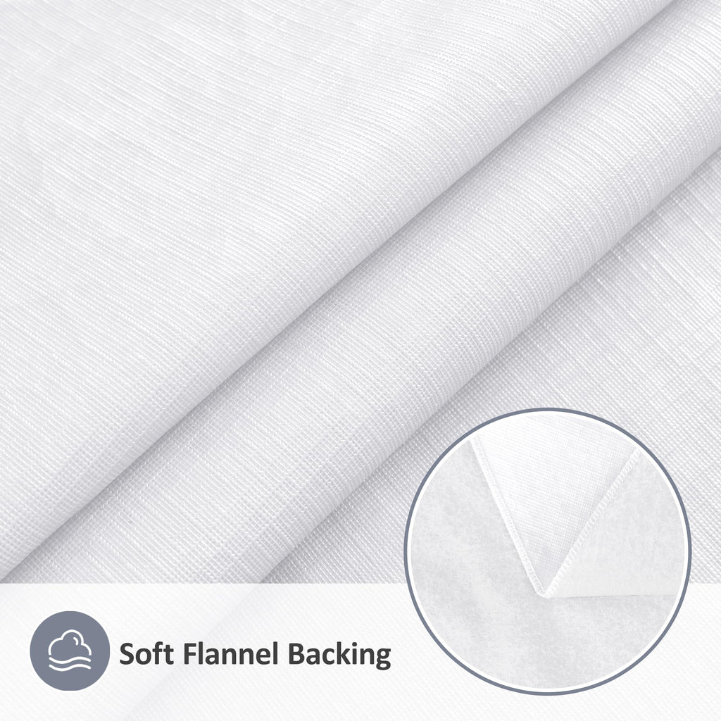 Vinyl Tablecloth with Flannel Backing-White Rectangle 6 Foot Table Cloth