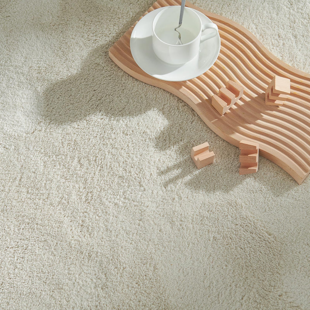 Solid Plush Runner Rug Shaggy Washable Hallway Rug, Ivory