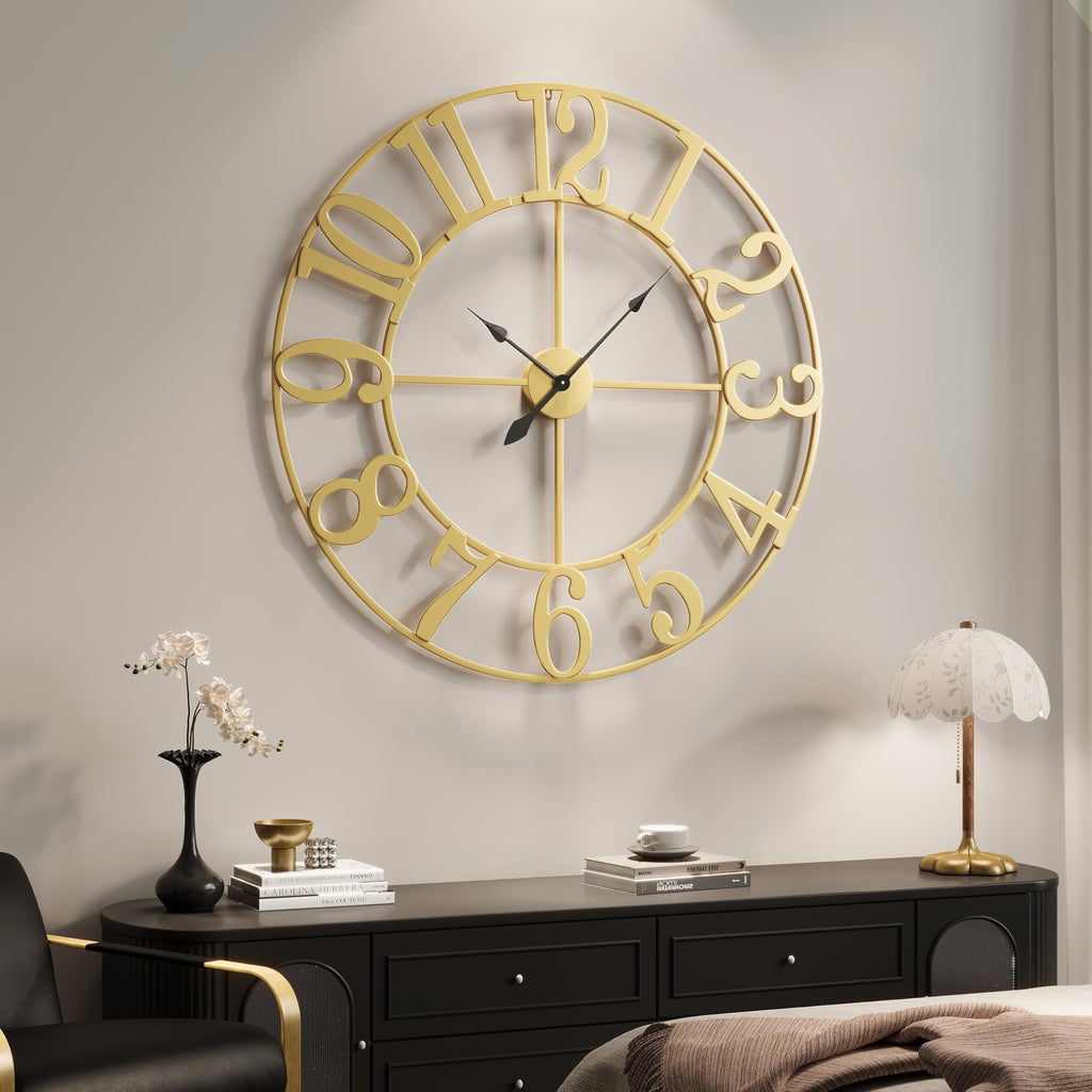 40 Inch Extra Large Gold Wall Clock, Decorative Metal Wall Clocks