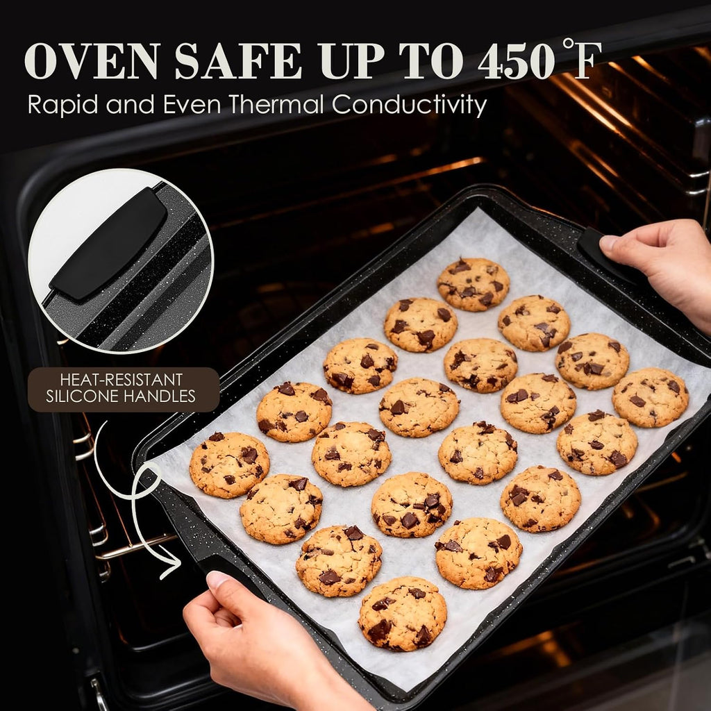 Pans Set Nonstick, Bakeware Sets Stackable with Silicone Handles, 22 Pieces Oven Pan for Cooking Including Cookie
