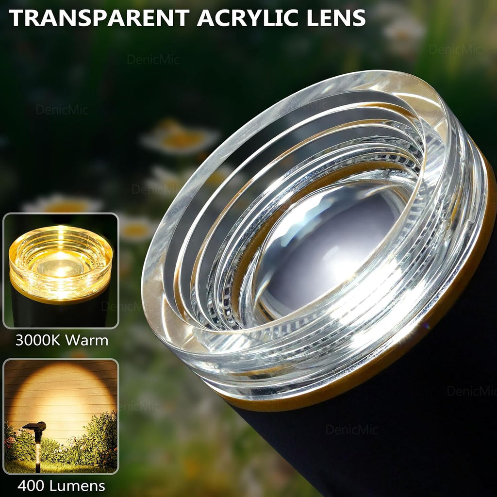 Solar Spot Lights Outdoor Waterproof 3000K Lens LED Spotlights | Adjustable Angel Long Range Solar Lights Outdoor for