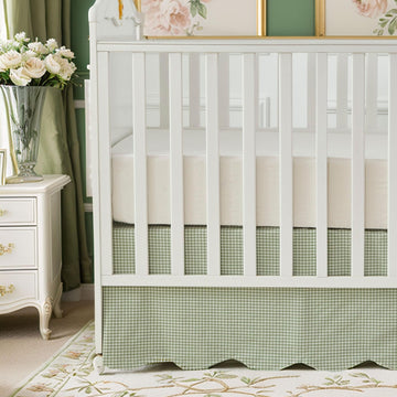Scallop Edge Cotton Crib Skirt, Baby Boy, Baby Girl, Gender Neutral Crib Skirt Toddler Bedskirt Farmhouse Chic