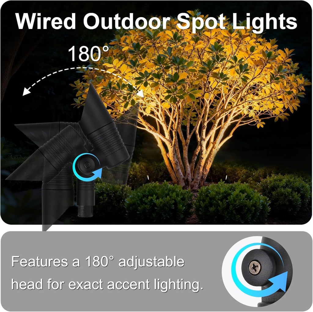 Mini 12V Wired LED Low Voltage Landscape Spot Lights Outdoor | 5 CCT Selectable, 60° Beam Angle, 5W Small Landscape