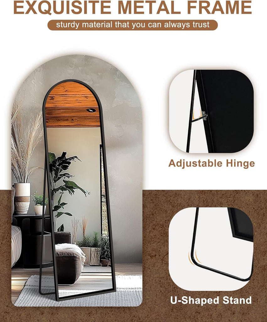 Arched Mirror Full Length,Standing Mirror Full Body,Large Floor with Stand for Wall Entryway Door Bedroom Bathroom