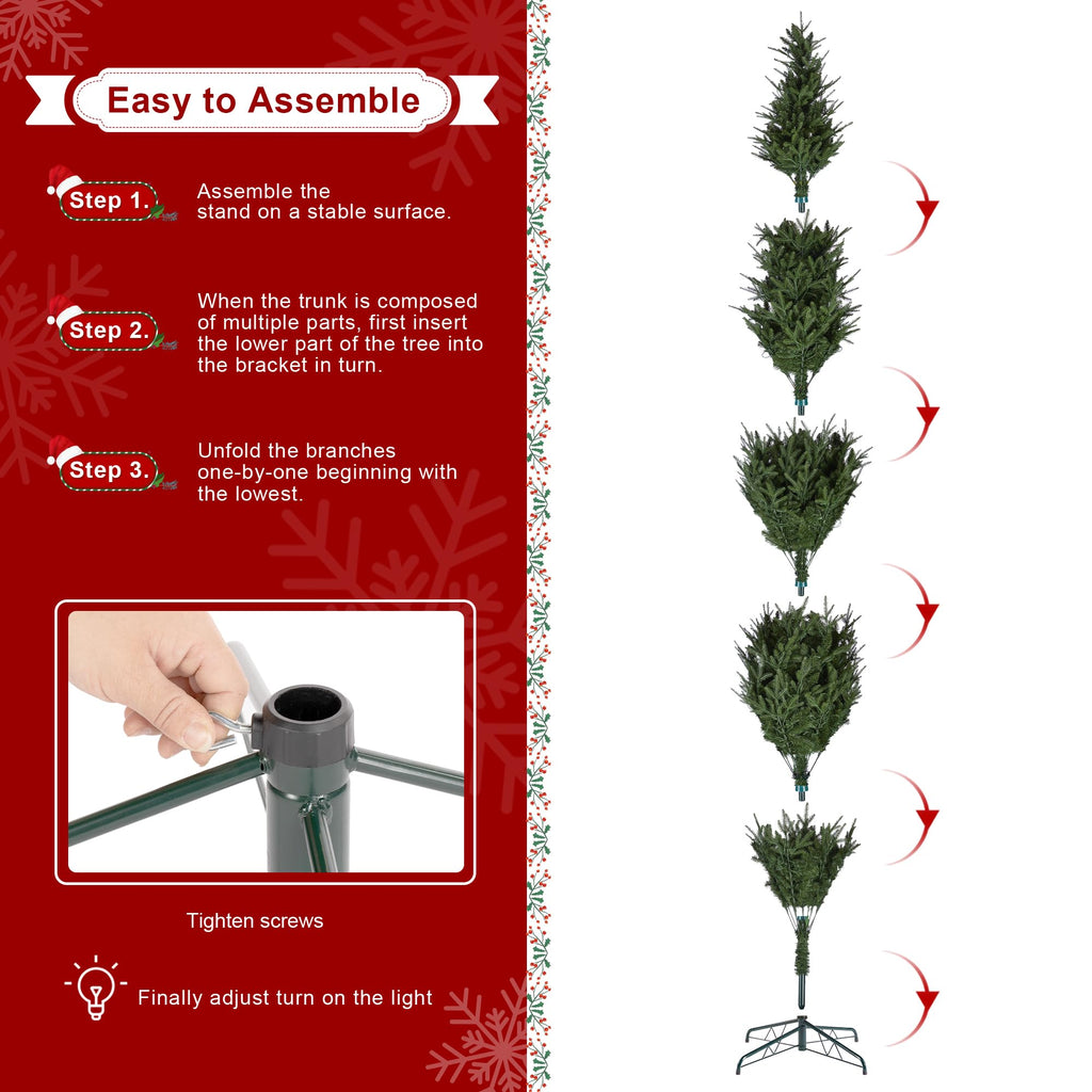 11ft Pre-Lit Christmas Tree, Hinged Slim Artificial Xmas Tree, Radiant Evergreen Fir with 850 Warm White/Multi-Color