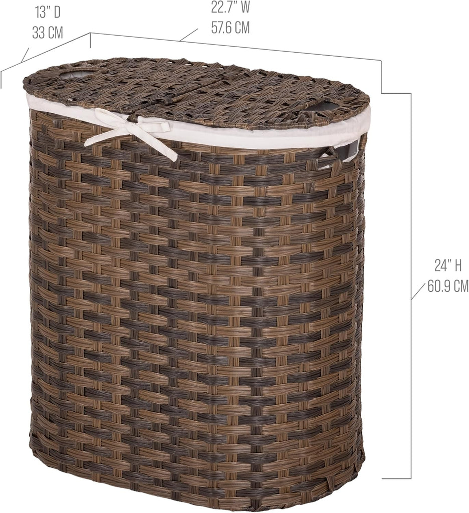 Premium Handwoven Portable Laundry Bin Basket with Carrying Handles, Household Storage for Clothes, Linens, Sheets