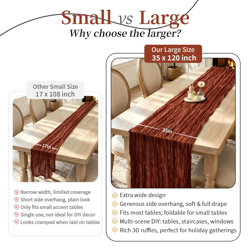 6 Pack Terracotta Cheesecloth Table Runner Boho Gauze Fall Decor