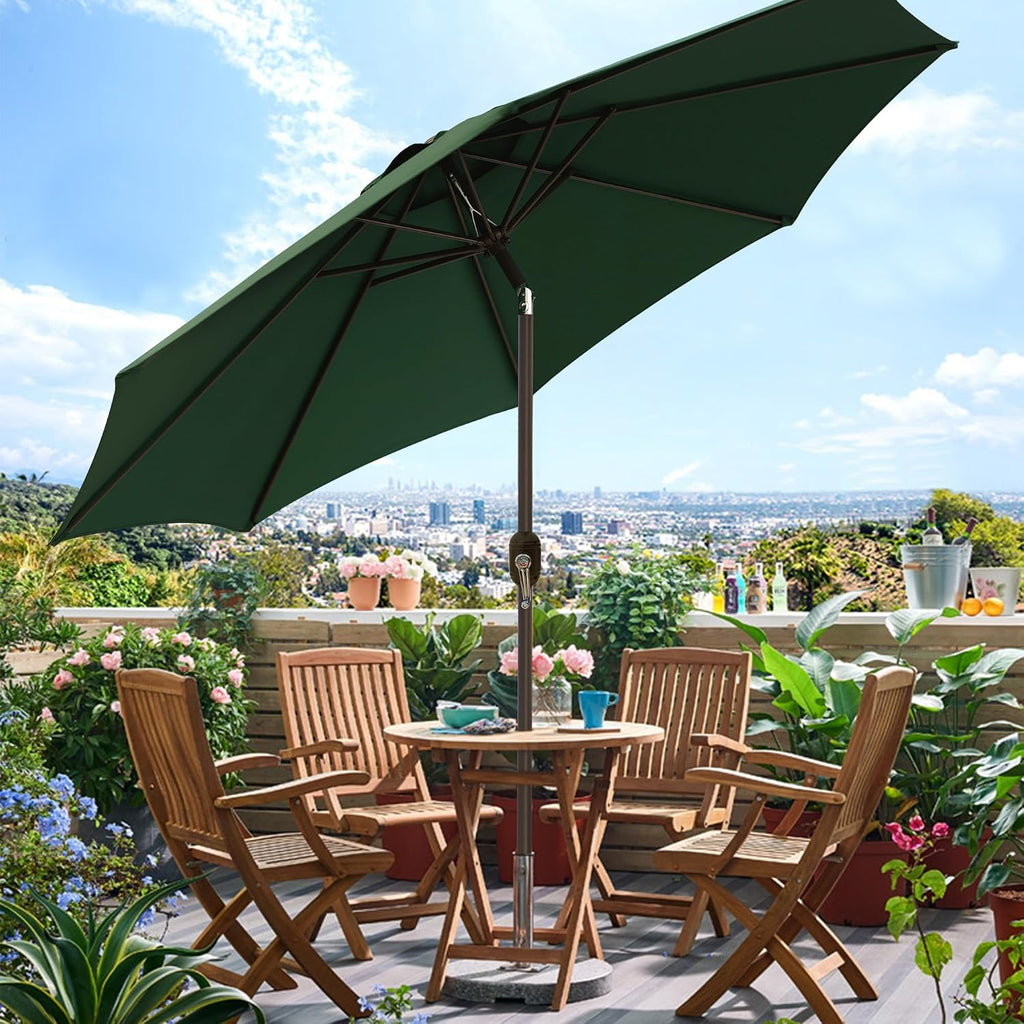 9' Outdoor Patio Umbrella, Outdoor Table Umbrella, Yard Umbrella, Market Umbrella with 8 Sturdy Ribs - Dark Green
