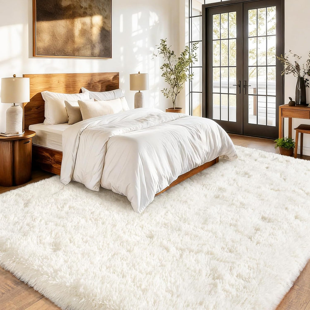 Cream White Plush Rug