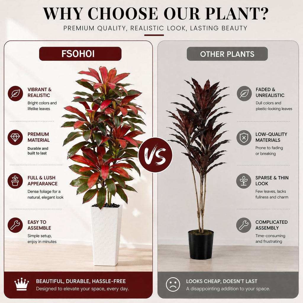 Artificial Red Dracaena Tree 7FT, Large Fake Plants Indoor
