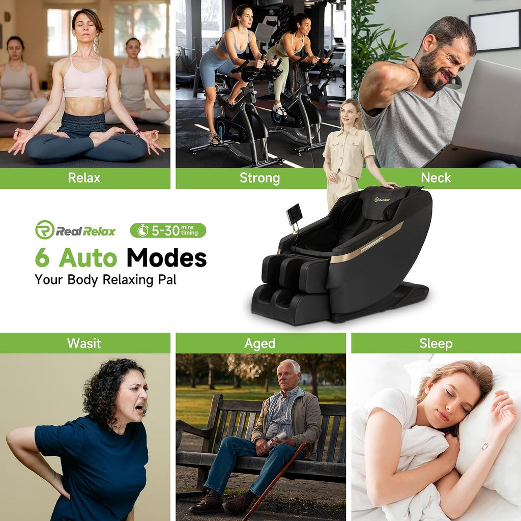 Full Body Shiatsu Massage Chair Relaxation | Zero Gravity Recline, Pre-Assembled, 6 Auto Modes, Foot Massage, Waist &