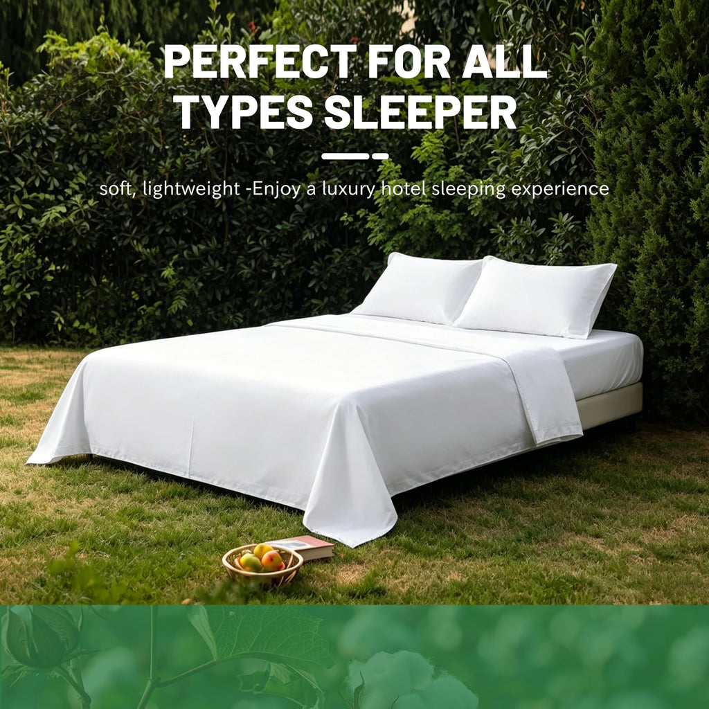 100% Egyptian Cotton Sheets Cal King Sheet Set 4PCS 1000 Thread Count Sateen Weave Soft Breathable 16-Inch Deep
