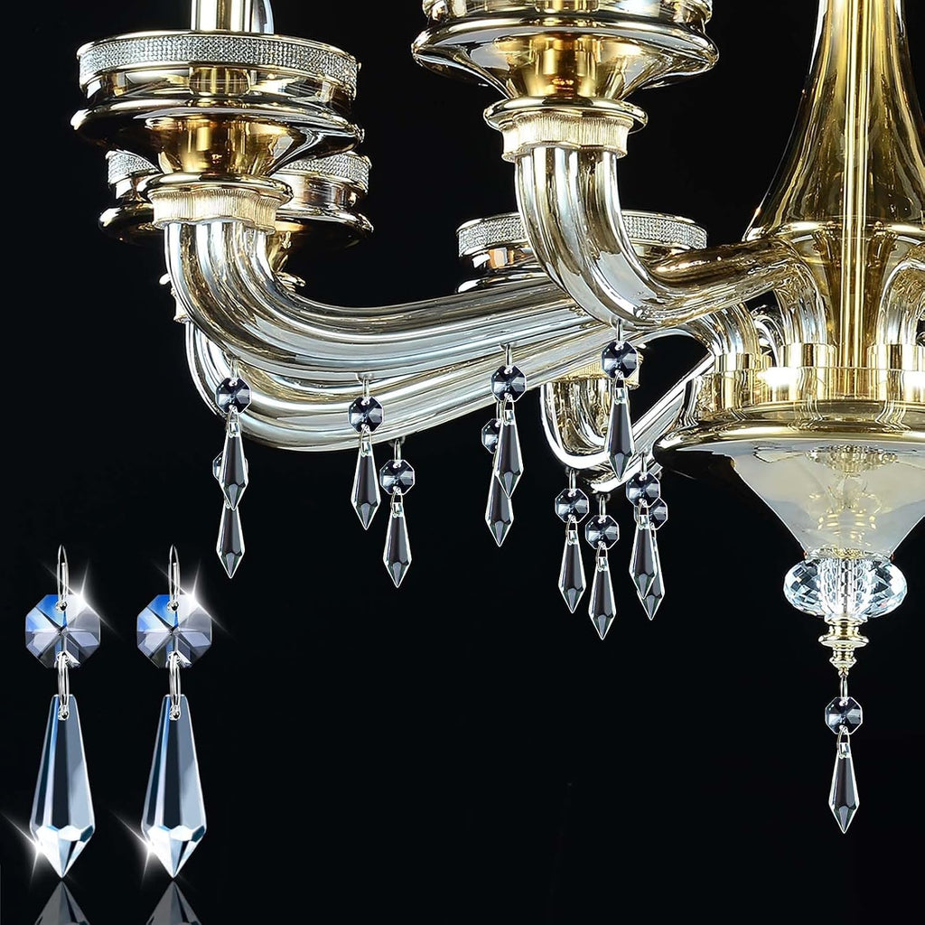50PCS Premium Clear Crystal Teardrop Prism 2.4" -Crystal Glass Baroque Chandelier Pendant Drop Loose Beads Suncatcher