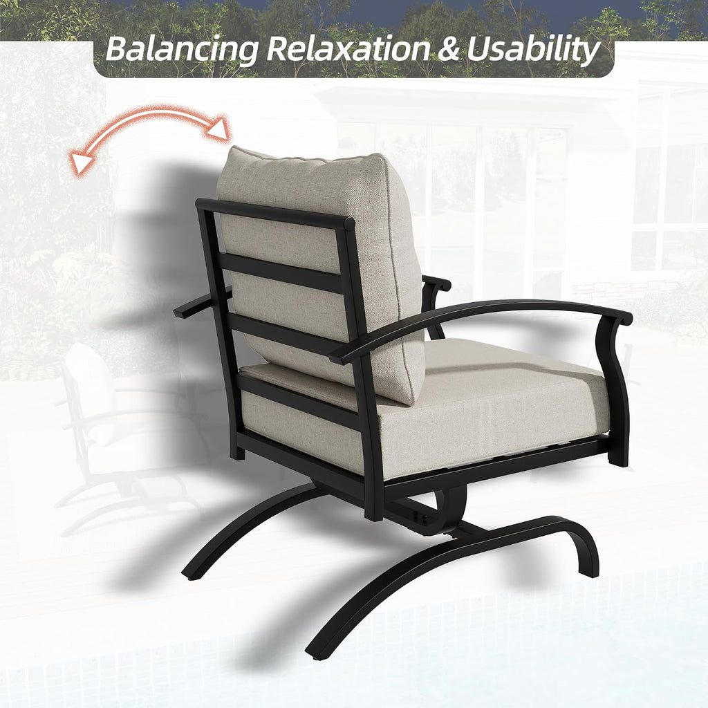 2 Pieces Patio Furniture Set, Outdoor Metal Rocking Chair, Patio Bistro Set Rocker Chair with Thickened Cushions for