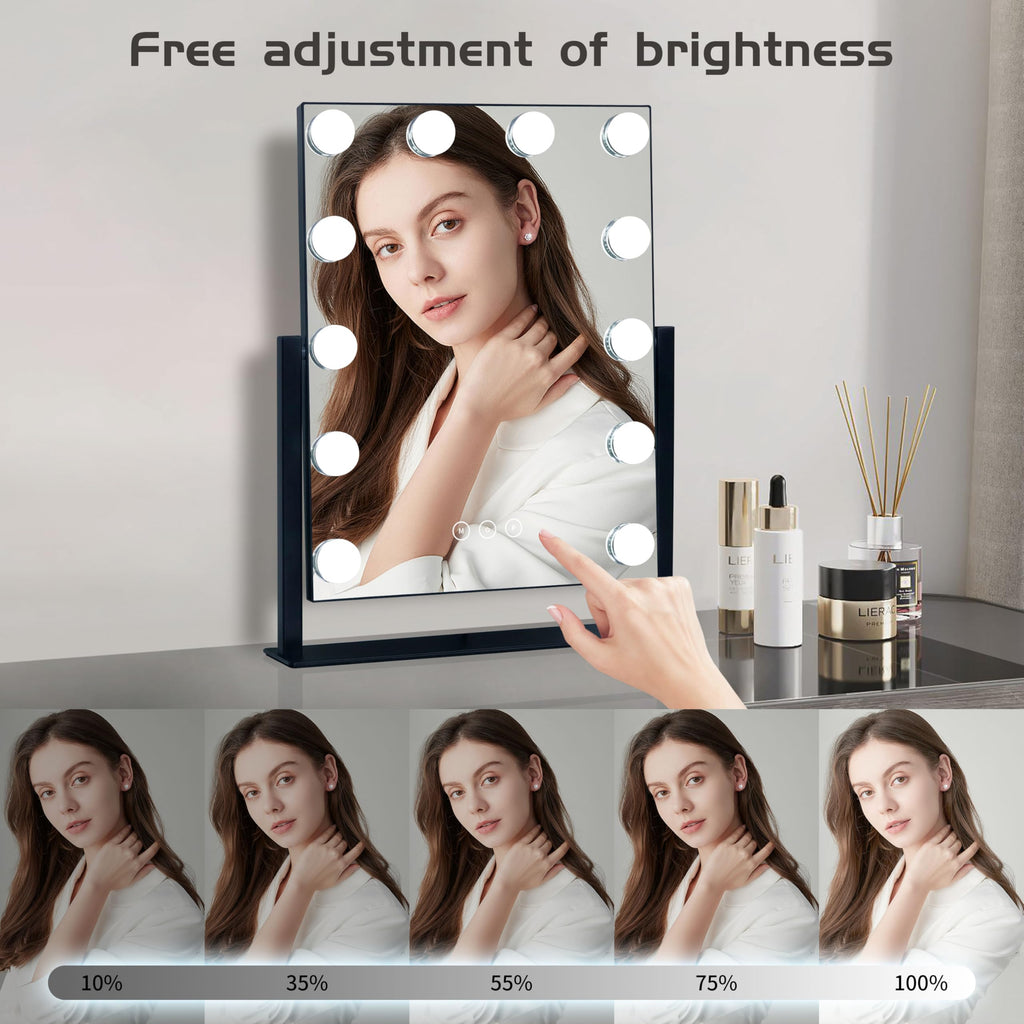 Vanity Mirror with Lights,Lighted Vanity Mirror with 12 Dimmable Bulbs for Dressing Room & Bedroom,3 Color