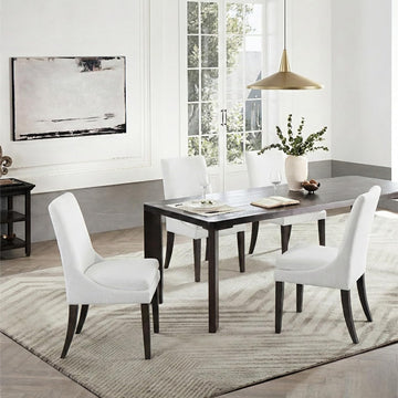 Upholstered Dining Chairs Modern Sidechair Performance Fabric High Back Armlesschair for Diningroom Kitchen,White,Set