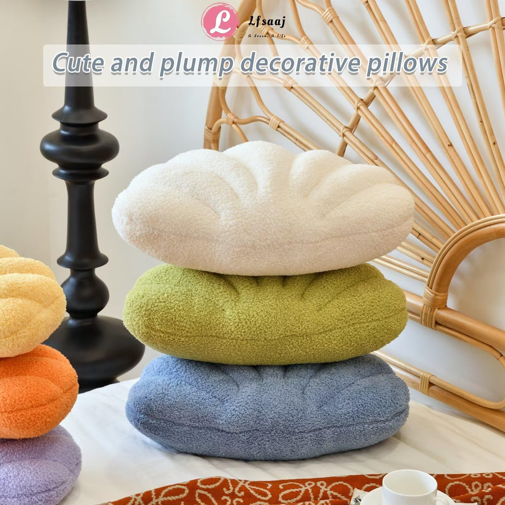 Dusty Blue Seashell Throw Pillows, Shell Shaped Throw Pillows, 13 Inch Soft Home Decorative Pillow Plush Cushion for