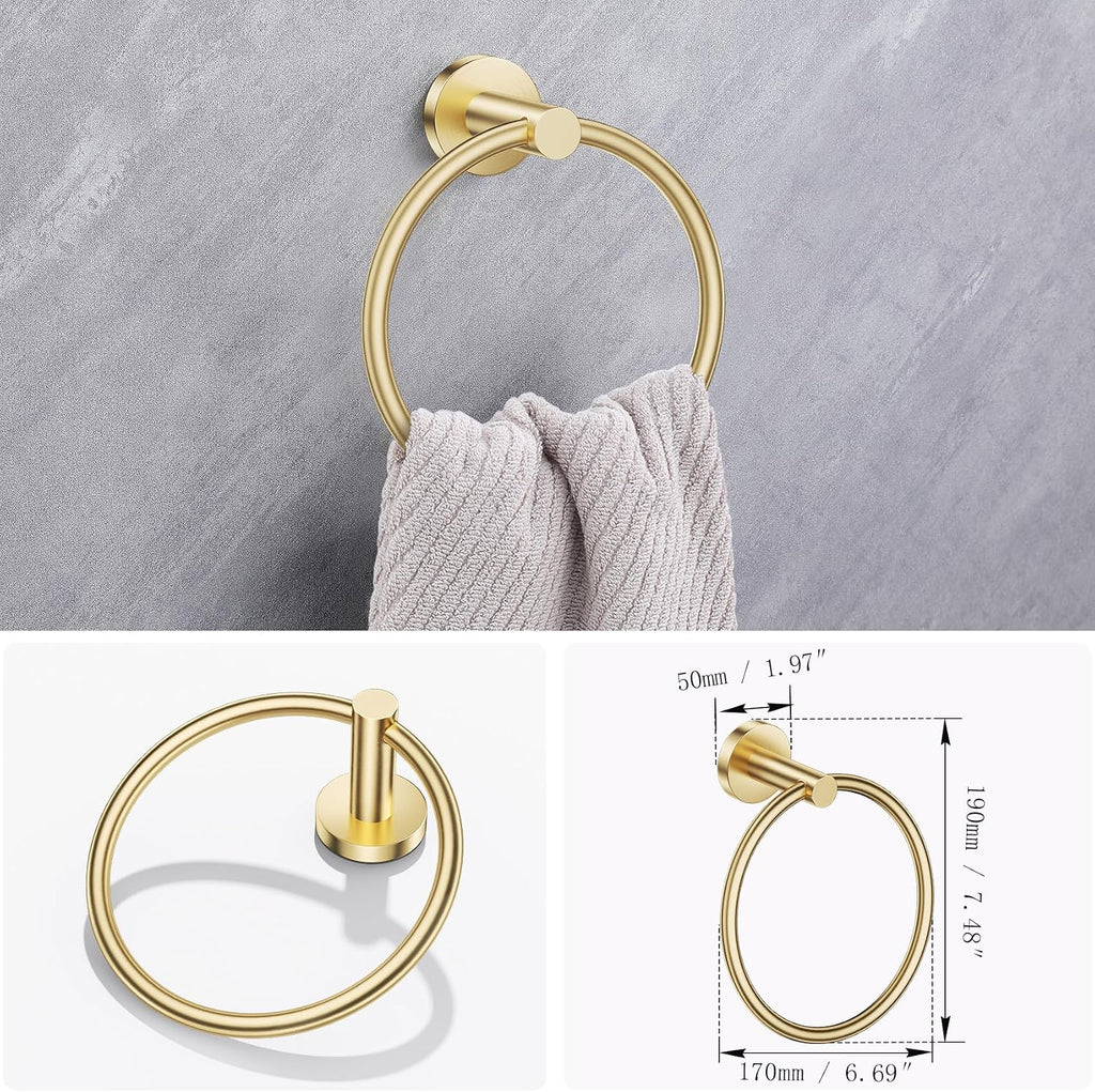 Bathroom Hardware Set, 4-Piece Towel Holder Set Include Toilet Paper Holder,Towel Ring and 2 Towel Hooks Stainless