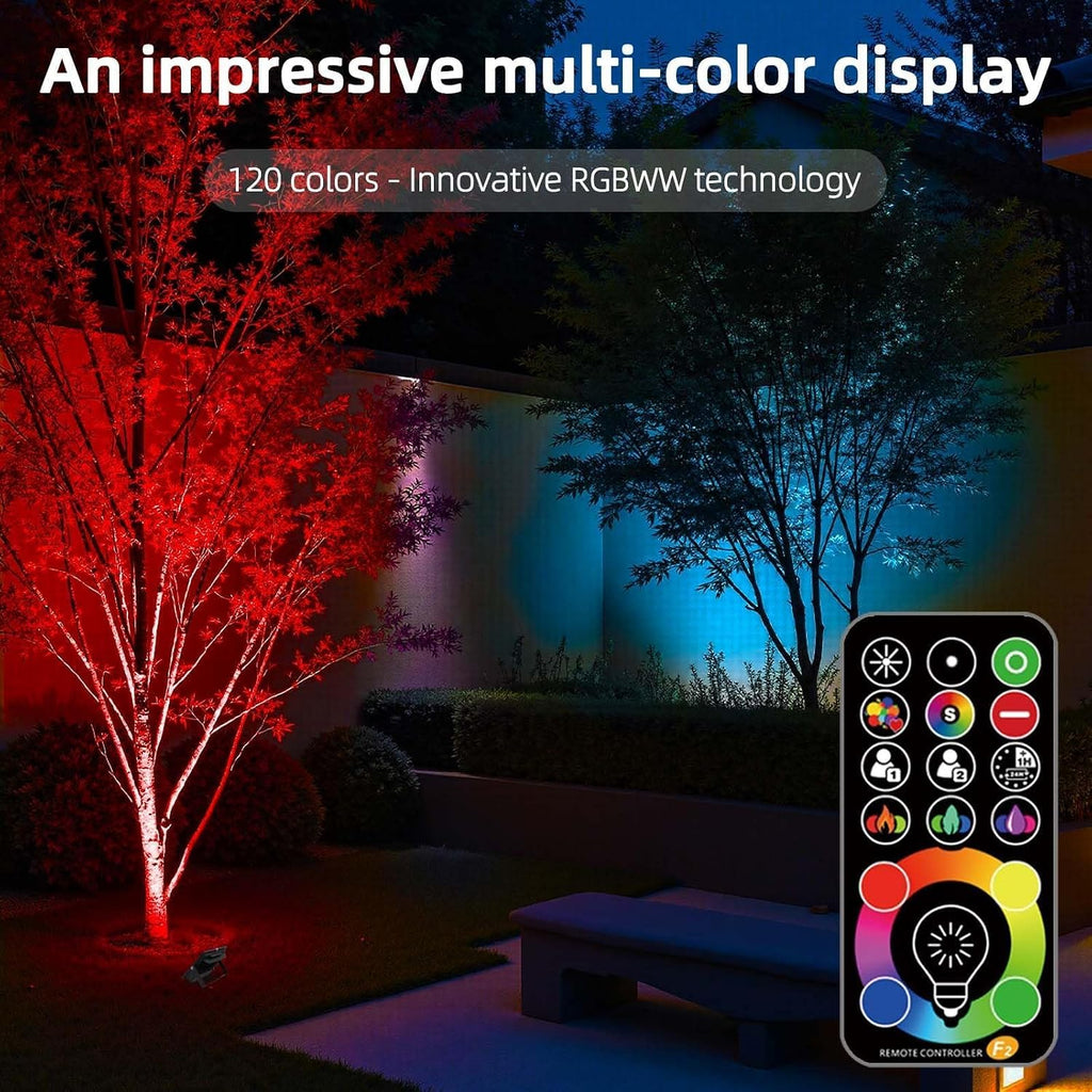 LED Flood Light Outdoor, 50W RGB Color Changing Floodlight with Remote Control, RGBW 120 Colors, 2700K, 5000 Lumens