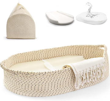 Baby Changing Basket - Soft & Waterproof Dual-Cover, Portable, Moses Basket, Changing Pad for Dresser & Changing