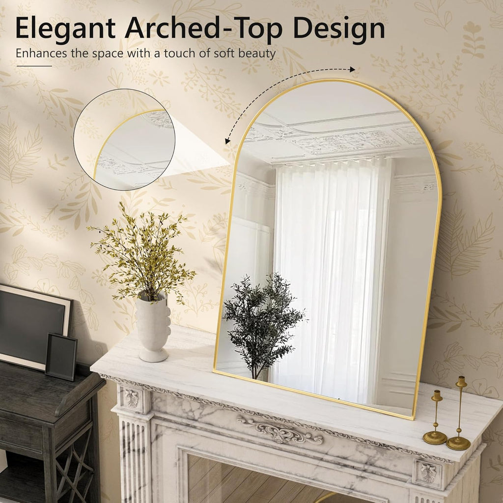 Arched Wall Mirror ,Mirrors for Wall,24''x36'',Vanity Mirror Dresser, Entryway, Living Room, Metal Frame (36''x24''