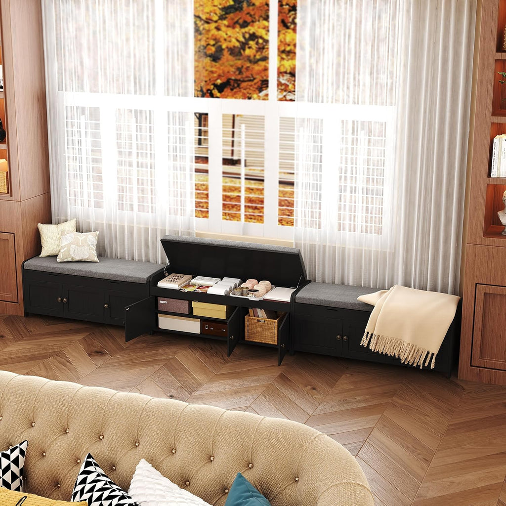 41.3" Shoe Bench with Lift Top Storage, Entryway Bench with Cushioned Seat, Wooden End of Bed Bench, Shoe Cabinet