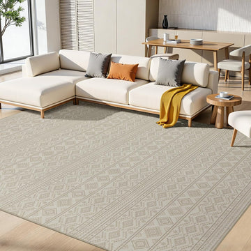 Moroccan 8x10 Washable Area Rugs, Beige Cream Brown